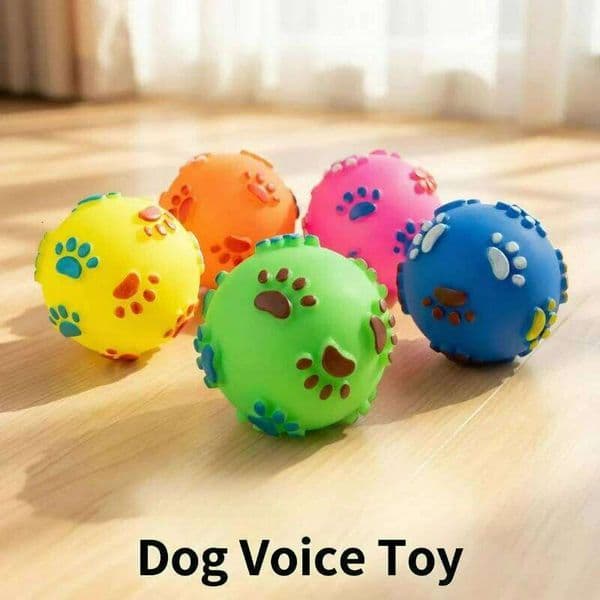 1pc Random Color Footprint Sound Ball, Rubber,Suitable for All Breed Sizes,Large Dog Rubber Pet Supplies Puppy Toy Ball 26L0530