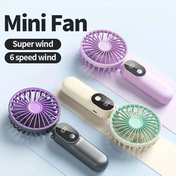 XIAOTREE Mini Portable USB Fan with 6 Speeds and Digital Display Foldable 3in1 Handheld Neck Desktop for Trave Outdoor 260529