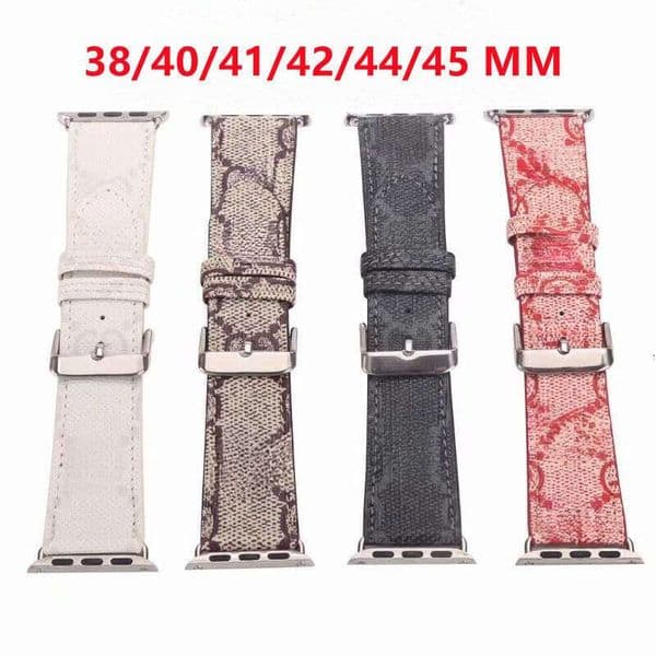 G Watch Band For Iwatch Designer Smart Watch Premium Embossed Leather Strap For Watch Compatible Iwatch 38 40 41mm 42 44 45mm Luxury Style Band Series