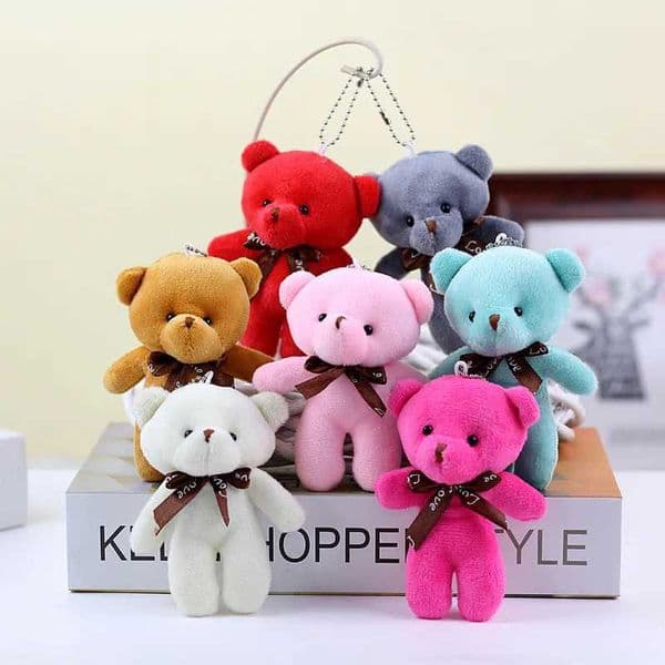 10pcs/lot Bear Stuffed Plush Toy Mini Bear Doll Keychain Soft Stuffed Toy Key Chain Bag Pendant Wedding Decoration Birthday Gift L260529