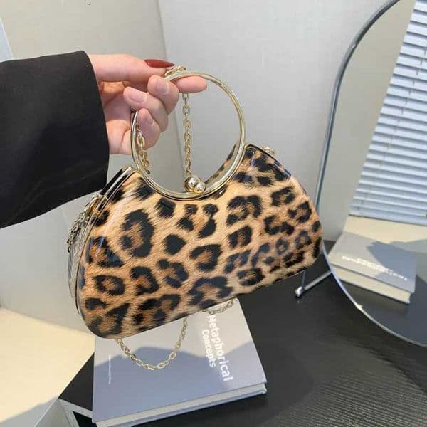 Leopard Shoulder Bags Fashion PU Leather Chains Moto Biker Handbags for Women Designer Luxury Crossbody Bag Sac De Luxe FemmeR260530
