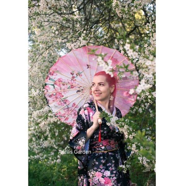 Silk Cloth Women Umbrella Japanese Cherry Blossoms Ancient Dance Umbrella Decorative Umbrella Chinese Style Oil Paper UmbrellaJ260530