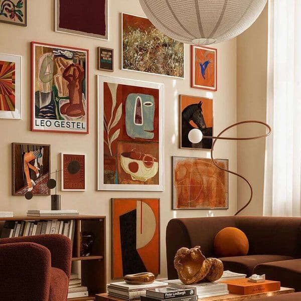 Abstract Thistles Marbled Garden Revival Stallion Terracotta Line Decor Painting Canvas Wall Art Print Poster Picture LivingRoom 26Y0527