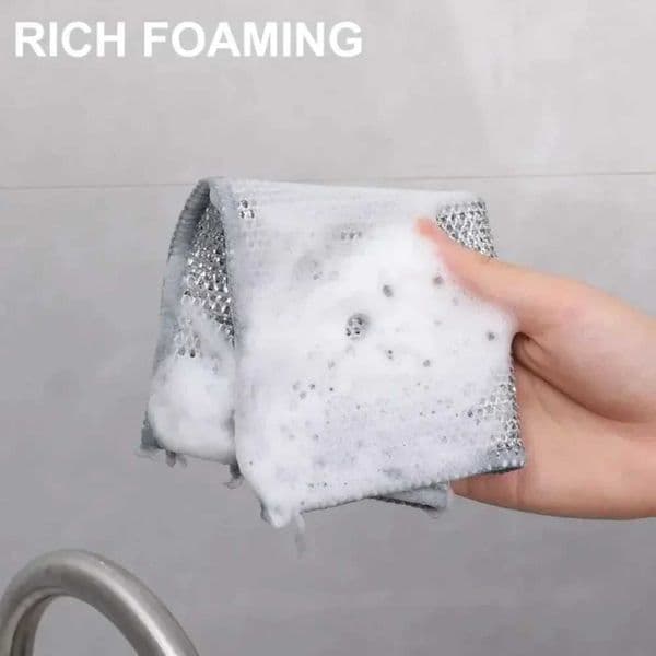 LeMeenQ Thickened Magic Cleaning Cloth Non-Scratch Double-layer Iron Microfiber Mesh Dishrag Washing Pot Rags Kitchen Dishcloths C260530