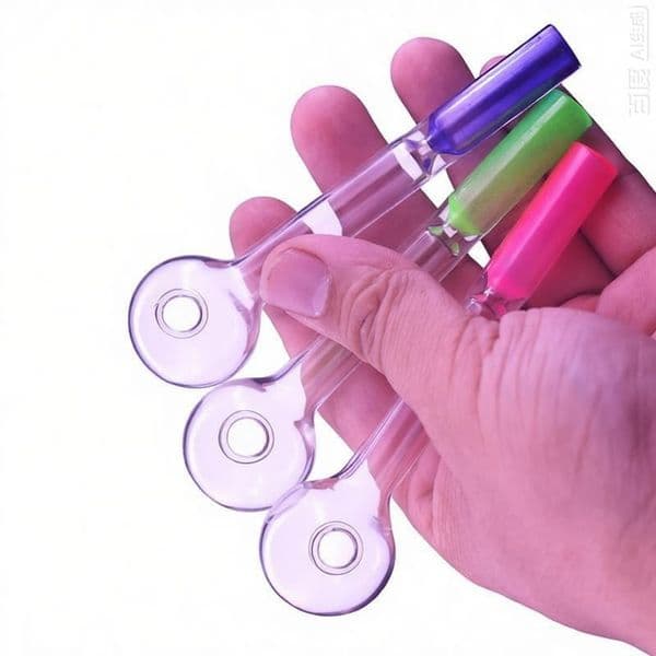 Wholesale Rainbow colorful 11.5cm mini glass oil burner pipe Thick heady cigarette bat One Hitter hand pipes for smoking