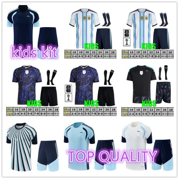 26 27 World Cup Argentina KIDS KIT SOCCER JERSEYS messis Fans version 3 stars child football shirt Kids kit Retro short sleeve training set