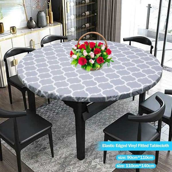 Table Cloth Waterproof Cover Plastic Elastic Edged Vinyl Fitted Tablecloth Flannel Backed Indoor Outdoor Round Wipea Table Cloth C260529