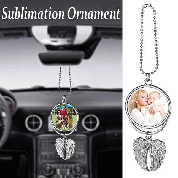 Sublimation Blanks Car Decoration Angel Wings Blank Transfer Printing Consumables Christmas Gift Pendant Necklaces For Women Wing Mirror TAX DUTY FREE HJ