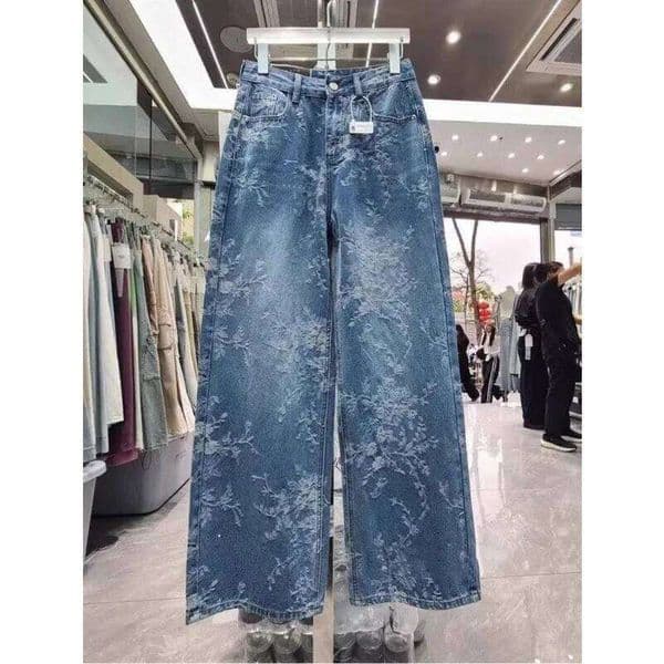 Korean Niche Jacquard Wide-leg Jeans Women Summer Trousers New Design Sense High-waist Casual Straight-leg Floor-length Pants 26Y0527