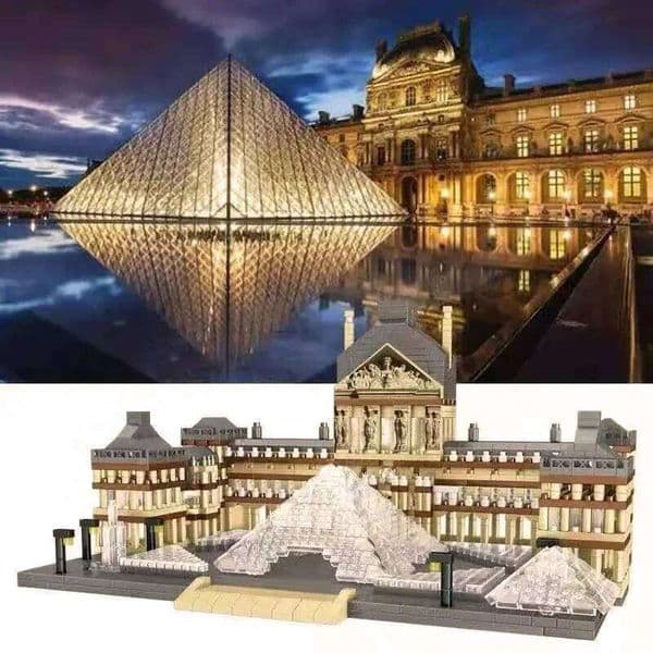 3377PCS Louvre Building Blocks World Famous Attractions Architectural Model Bricks Desktop Deco Boys DIY Toys Holiday Gift W260530