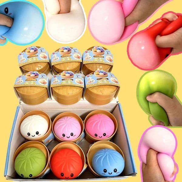 Glitter Squishies Bun Baozi Dumpling Mystery Box Colorful Food Squishy Sensory Fidget Toy Anti Stress Squeeze Balls 26L0530