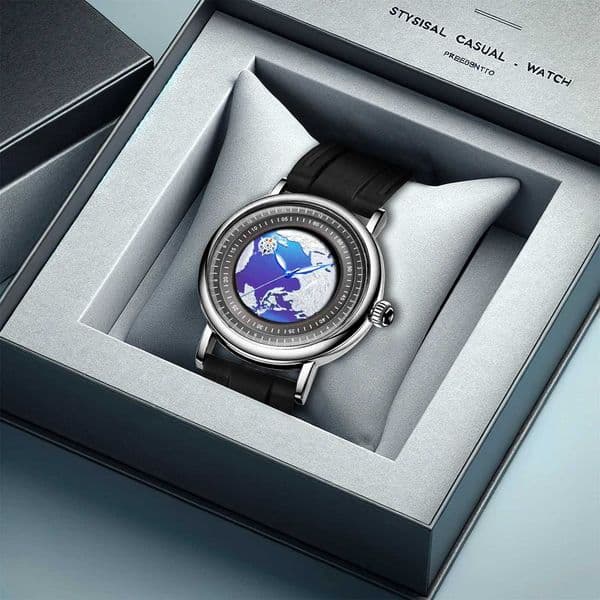 New Fully Automatic Mechanical Mens Watch Blue Earth Series Minimalist Fashion Casual Versatile Mens WatchR260530
