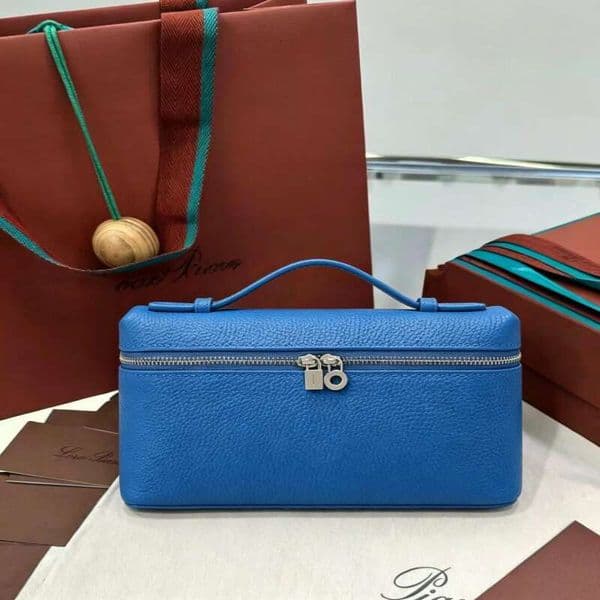 2026 Designer L19 Pocket Calfskin Blue Celeste Luxury Lunch Box Vanity Bag Top Handle Shoulder Crossbody Bag Daily Use Handbag Size 19*11*6.5CM Fashion Canvas Bag