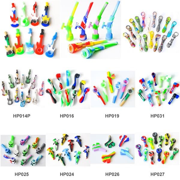 Vaping_Dream ZHSI003 Silicone Smoking Pipes About 4/5/5.4/6 Inches Hammer Whale Style Colorful Silicone Hand Pipe With Glass Bowl