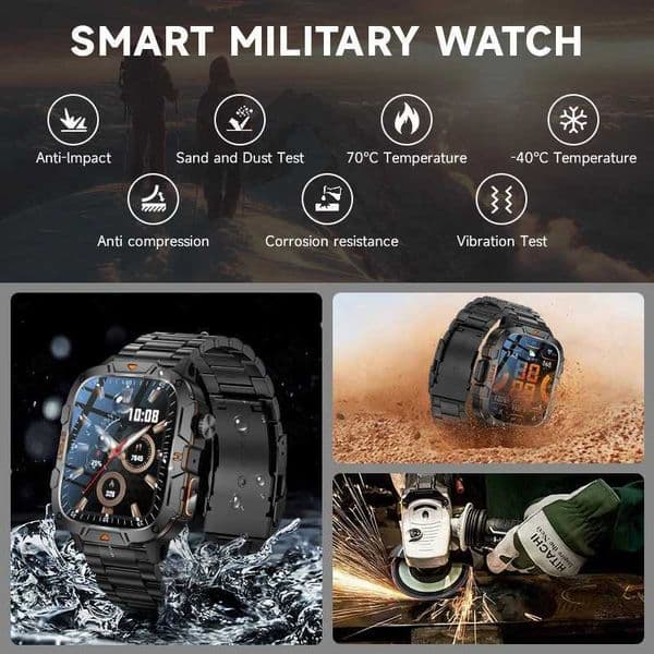 LIGE 5ATM Smart Watch Outdoor Sports GPS Trackr Flashlight 196 HD Display Sn Call Fitness Watches For Android IOSJ260530