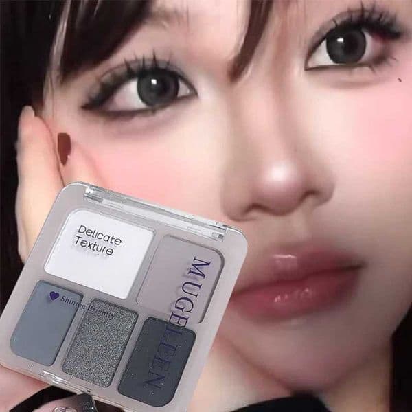 5-Color Punk Smokey Eyeshadow Palette Silvery Black Matte Shimmer Nude Pink Eye Shadow Lasting Halloween Eye Makeup CosmeticsT260530