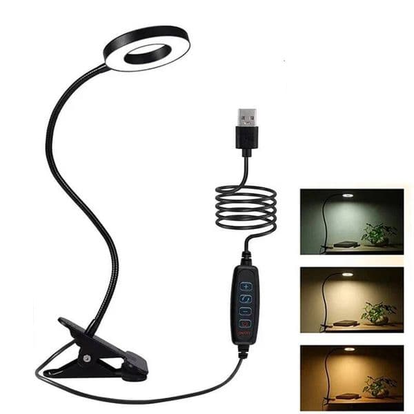 Modern Bedside Light Usb Dimmable Led 3D Ring Lights For Bedroom Desk Clip Night Lamp With Dimmer