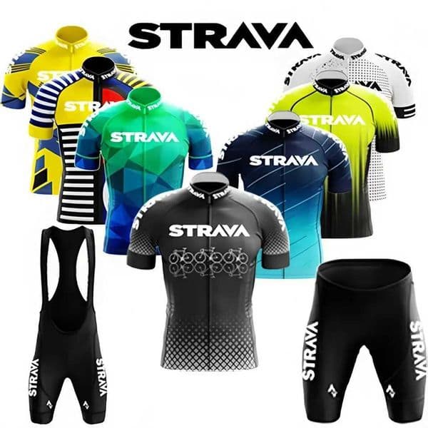 Strava Mens Cycling Outfit Bicycle Shorts Road Bike Sports Set Mountain Cycle Jersey Breathable Summer Clothing Pro UniformR260530