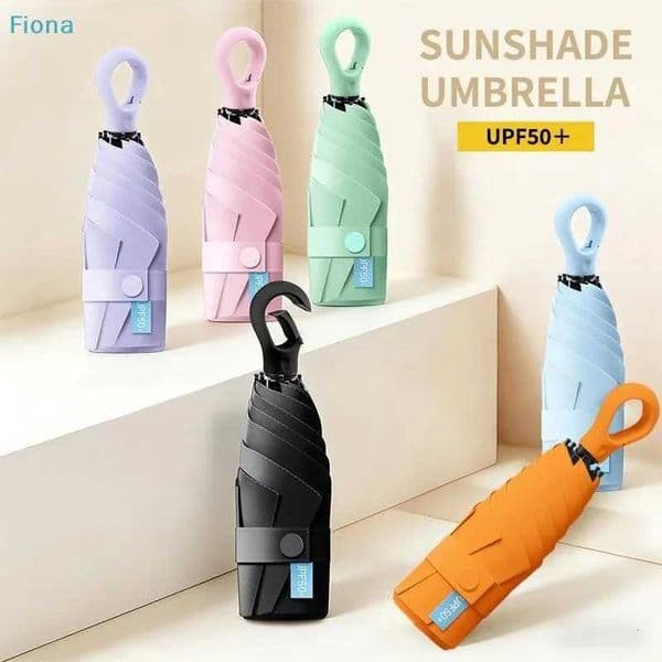 6 Ribs UPF50 UV Protection Folding Umbrella with Hook HandleSun Rain Umbrella for TravelJ260530
