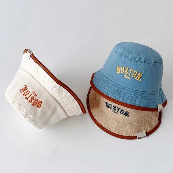 Letter Embroidered Baby Bucket Hat Summer Wide Brimmed Toddler Fisherman Cap Solid Color Kids Boy Girl Panama Sun Hats M260530