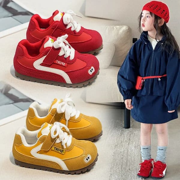 Childrens Sneakers 212 Years Old Yellow Leather Boys Girls Casual Shoes Four Seasons Models Red Fashion with Kids Board 260529