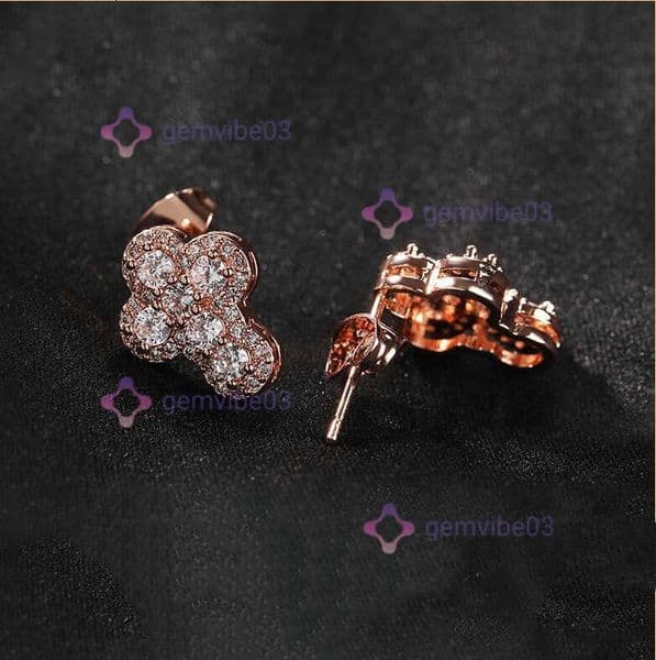 Fashion Creative New 6 moissanite Cross Niche Design High-end Simple Temperament Earrings Wholesale Hip hop jewellery
