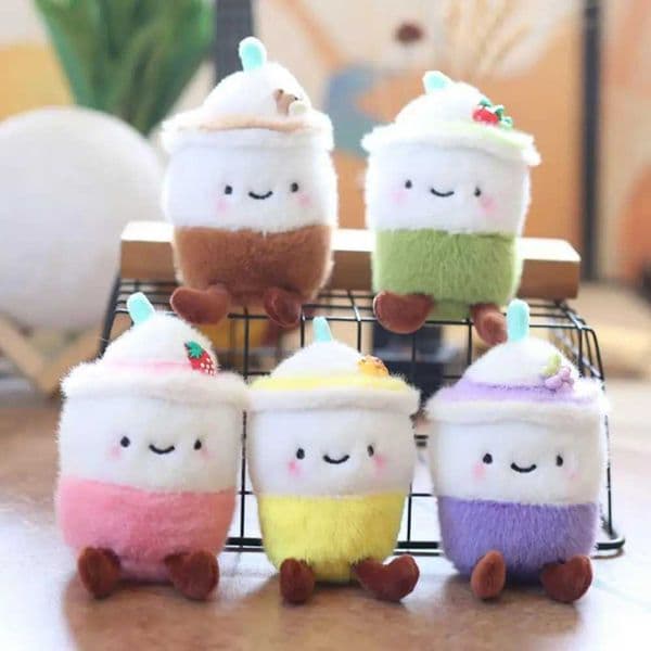 13cm Cute Milk Tea Cup Plush Doll Toys Soft Stuffed Plushies Toys Kawaii Hanging Key Chain Backpack Pendant Toys Gifts for Kids L260529