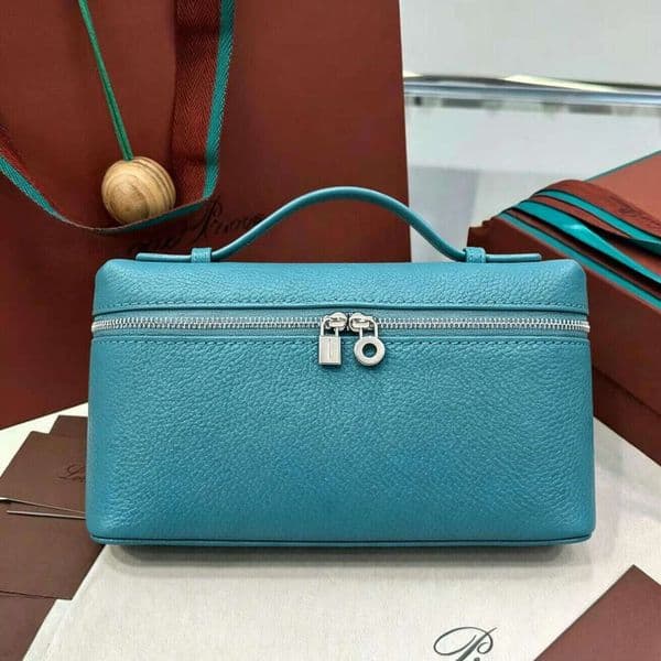 Women Designer Bag L19 Pocket Blue Celeste Calfskin Luxury Lunch Box Vanity Bag Luxury Bag Top Handle Crossbody Shoulder Bag Daily Work Travel 19*11*6.5CM Boston Bag