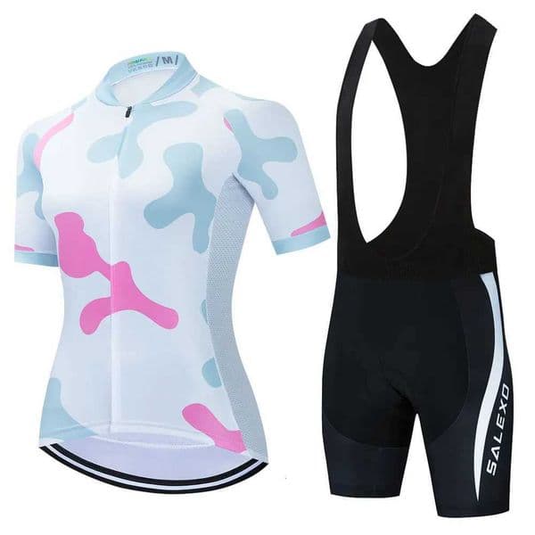 2023 Salexo Women Cycling Jersey Short Sleeve Set Summer Maillot 19D Bib Shorts Bicycle Clothes Sportwear MTB Cycling ClothingR260530