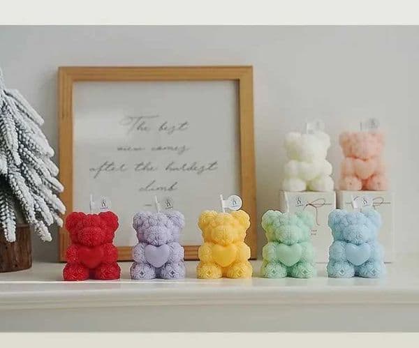 Cute Rose Bear Candle Romantic Cute Soy Wax Aromatherapy Small Scented Relaxing Birthday Wedding Party Gift Home Decor C260530