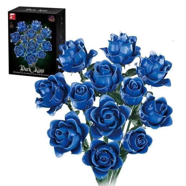 585PCS Blue Rose Building Blocks Simulation Flower Bouquet Model Bricks Decorative Ornaments Adult Romantic Gift Children's Toys W260530