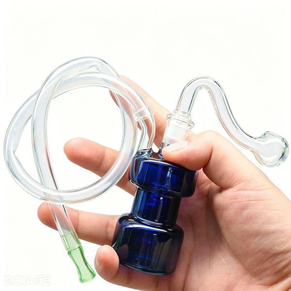 Portable Newest Travel colorful Mini Beaker glass oil burner pipe Water bongs pipes hookah with 10mm male smoking banger bowl and silicone hose