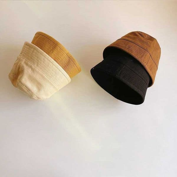 Solid Color Kids Bucket Hat Fashion Children Fisherman Cap 1-3Year Boys Girls Outdoor Sunscreen Visors Cotton Baby Basin Caps M260530
