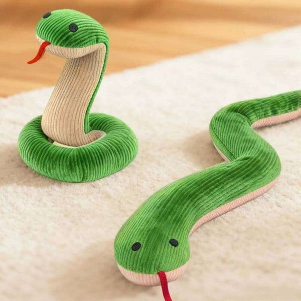 Squeaky Floppy Snake Plush Rope Dogs: Chew-Resistant Interactive Shake Tug Toy for Dogs & Cats with Rattle Sound 26L0530