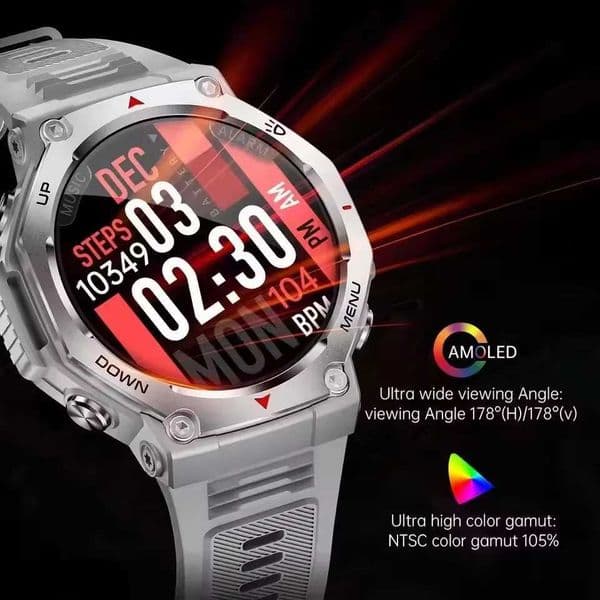 New T-Rex 3 tra GPS Smart Watch Flashlight 5ATM Waterproof Cpass Military Sport Smartwatch Men NFC Wen BT CallsJ260530