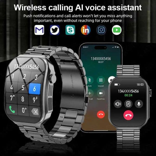 LIGE New 22-inch 3D Curved Sn Smart Watch With LED Light Thermeter Health Monitor Smartwatch BT Call Sports Fitness WatchJ260530