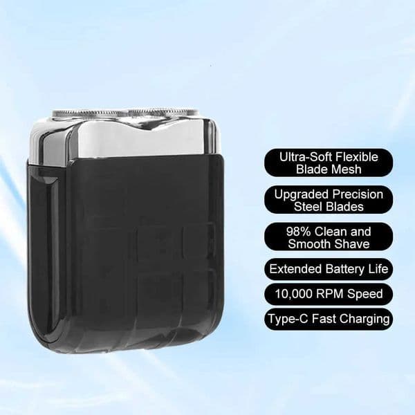 Type-C Charging Mini Electric Shaver Waterproof Design Rotary System Smart Shaver Digital Display DoubleJ260530