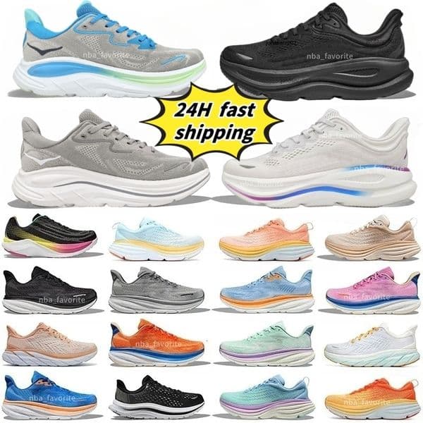 Hokarunning Shoes Designer Running Shoes For Men Women Top Quality Cross Travel Black White Pink Blue Grey Workout Outdoor Trainer Breathable Big Size Free Shipping