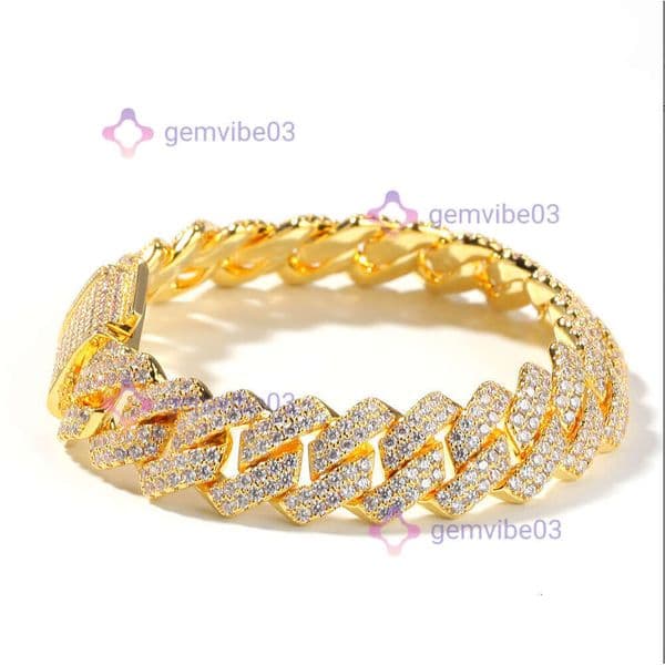 Cross-Border Hot Sale Hip-Hop Micro-Paved moissanite chain Men High-Quality Personality Bar Cuban Bracelet jewellery