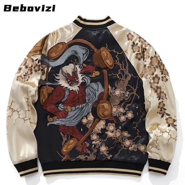 Japanese Anime Demon Embroidered Zipper Jacket Autumn Streetwear Hip Hop Mens Harajuku Baseball Coat Clothing 260525
