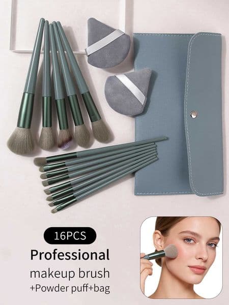 16 PCS Professional Makeup Brushes Set Sponge Powder Pads Makeup Storage Bag Portable Travel Set Beauty Tools M260530