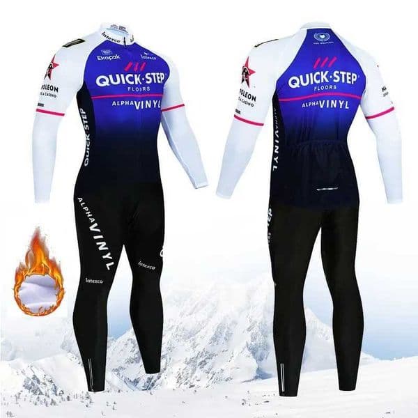 Winter Cycling Jersey Set QUICK STEP Thermal Fleece Cycling Clothes MTB Bicycle Clothing Keep Warm Mountain Bike Cycling WearR260530