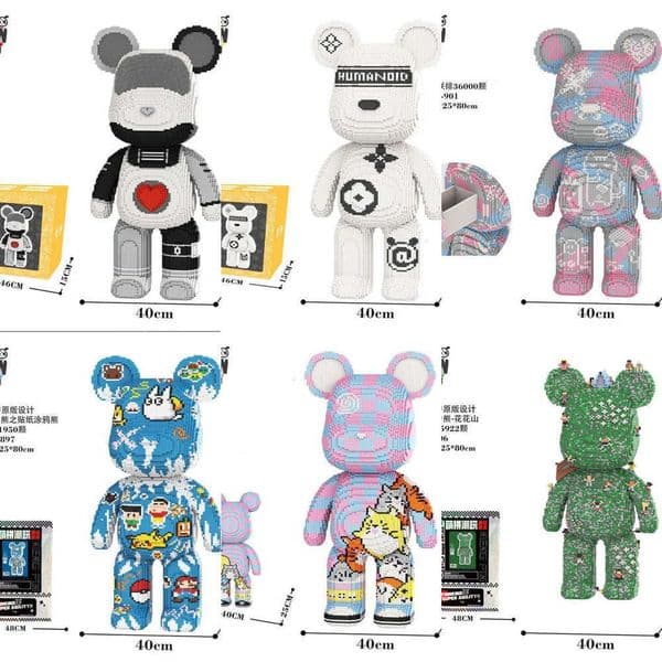 80cm Huge Sticker Graffiti Bear Evil Spirits Bear Mini Building Block Assembly Educational Toys Gift Ornament for Home Decor Z251029 Y260530