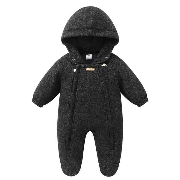Thickened Winter Baby Footed Romper Striped Hooded Fleece Lined Jumpsuit 0-2Y One-piece Infant onesie for borns Clothing 251126 Y260530
