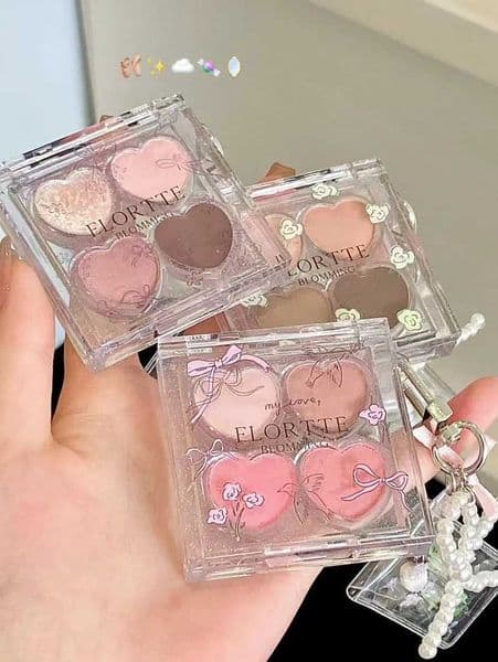 FLORTTE Love Series Eyeshadow 4-color Matte Powder Fine Shimmer Multi-purpose Portable Palette Highlight Blusher BrighteningT260530