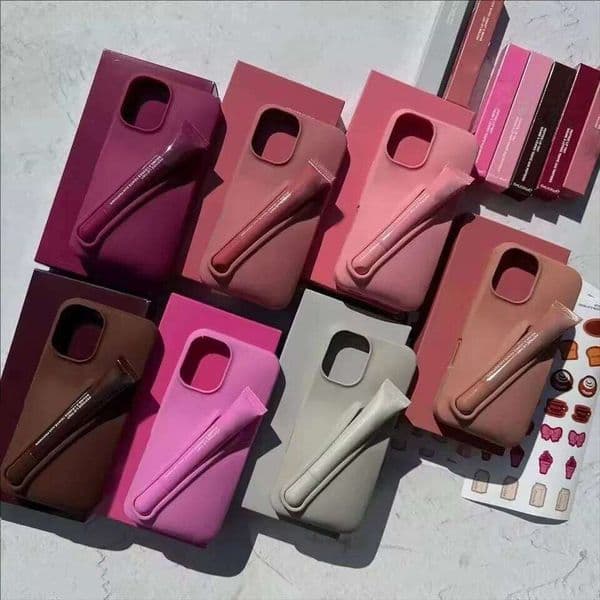 Hot Sale Lipstick Ribbon Toast Gift Set Soft Phone Case For iPhone 16E 16 15 14 13 12 11 Pro Max Plus With Box Lip Gloss Cover J260530
