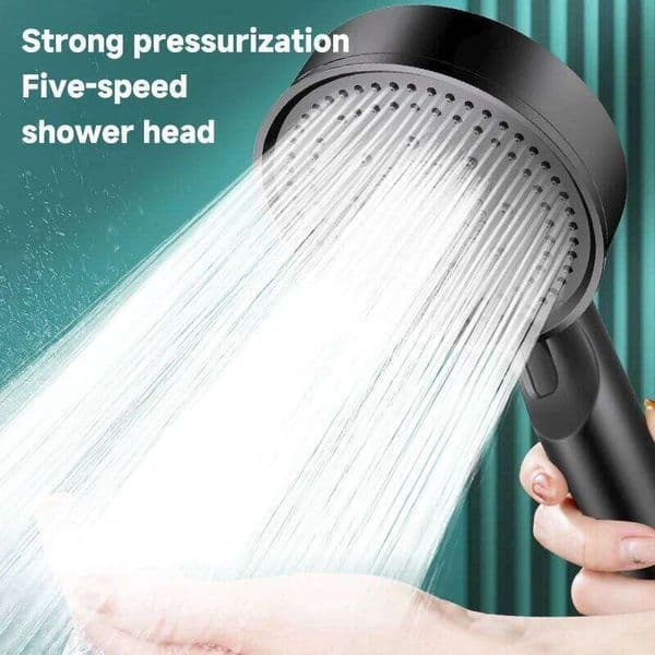 Black Booster Adjustable High Pressure Water Massage Shower Head Home Handheld Sprayer Bathroom Supplies 5 Modes 26Y0527