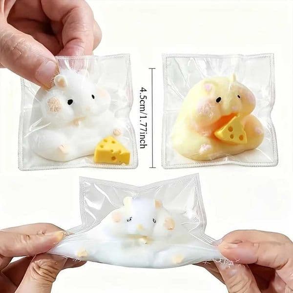 Cute Hamster Squishy Toy Soft Yellow White Sensory Fidget Christmas Halloween Birthday Gift for Office DeskZ260530
