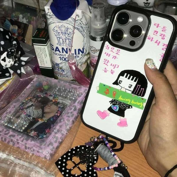 Korean Ins Comic Girl Letter Shockproof Phone Case For iPhone 17Air 17 16 15 14 13 12 11 Pro Max 7 8 Plus Mini X XR XS Y2K Cover