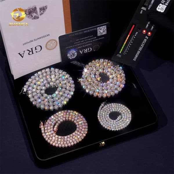 2026 Luxury Men Women Hip Hop Iced Out Fine Jewelry 2MM 3MM 4MM 5MM Lab Diamond S925 Silver Vvs Moissanite Tennis Chain Necklace